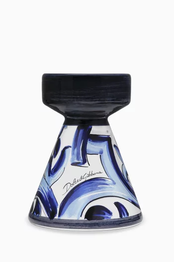 Maiolica-print Candle Holder in Ceramic