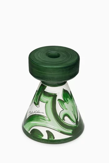 Maiolica-print Candle Holder in Ceramic