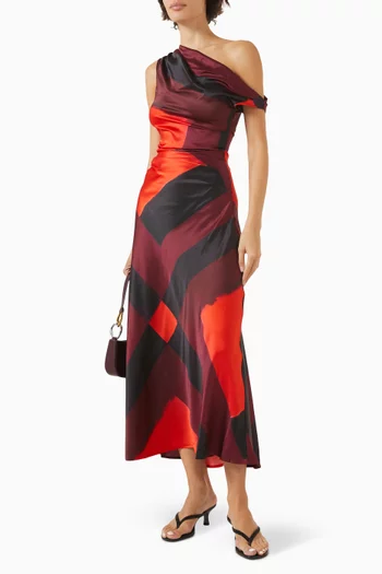 Phare One-shoulder Dress in Silk Blend