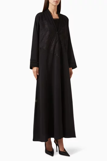 Structured Embroidered Coat Abaya