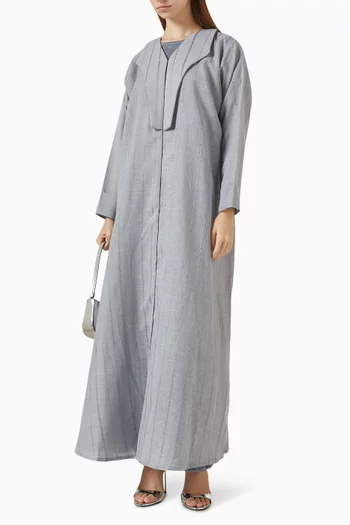 Flap-lapel Abaya Set in Linen