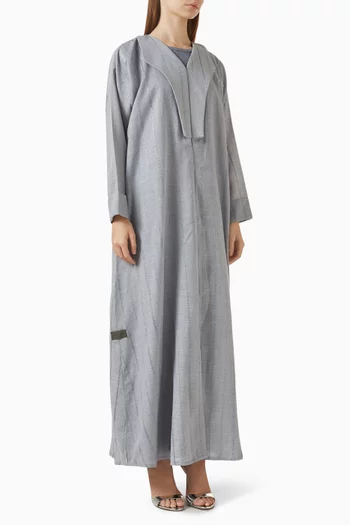 Flap-lapel Abaya Set in Linen
