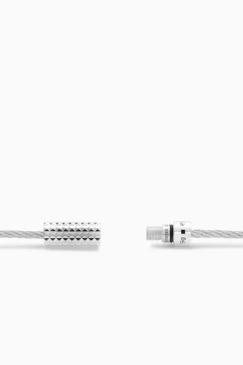 Pyramid Guilloche Cable Bracelet in Sterling Silver