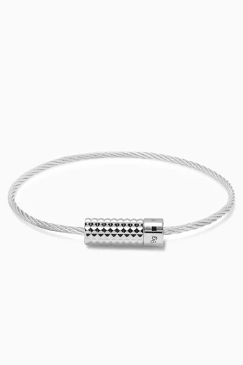 Pyramid Guilloche Cable Bracelet in Sterling Silver