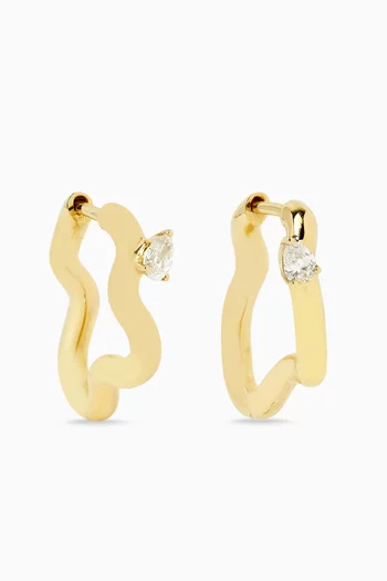 Small Flown Diamond Hoop Earrings in 18kt Gold