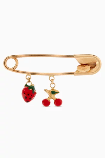 Cherry & Strawberry Pin Brooch in 18kt Yellow Gold