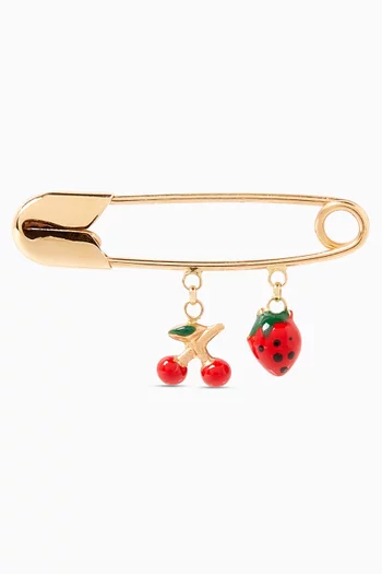Cherry & Strawberry Pin Brooch in 18kt Yellow Gold