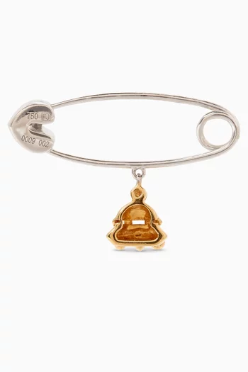 بروش بتصميم دبوس وحلية طبق طائر مرصعة بالماس ذهب أبيض عيار 18