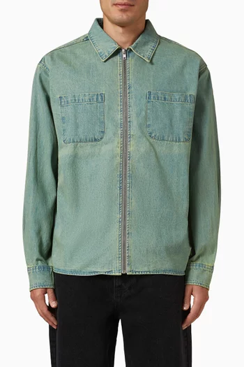 Washed Zip Shirt in Denim