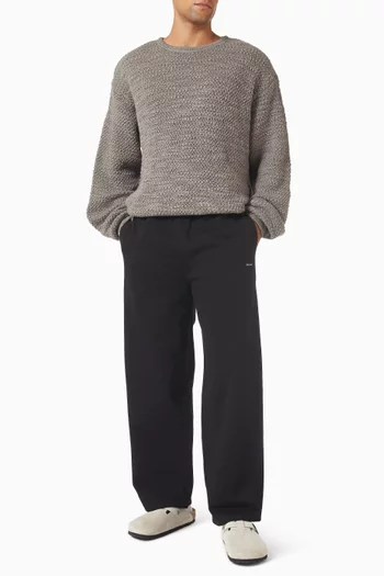 Crew Neck Crochet Sweater in Wool-knit