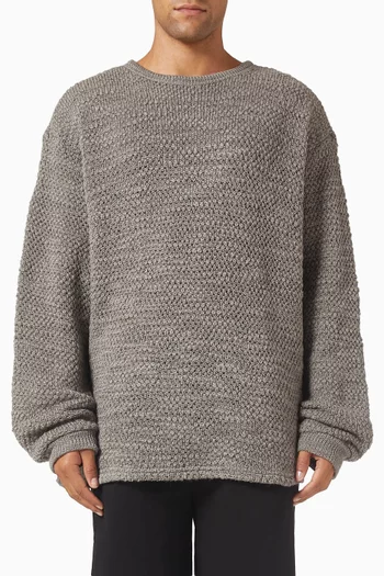 Crew Neck Crochet Sweater in Wool-knit