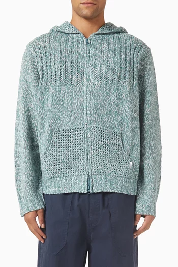 Zip-up Hoodie in Crochet-knit