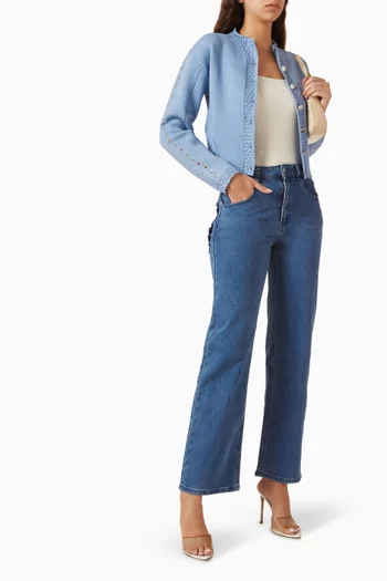 Studded Cardigan in Viscose-blend Knit