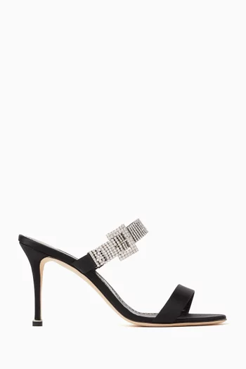 حذاء فيبولتا مفتوح من الخلف ومرصع بالكريستال بكعب 90 مم ستان