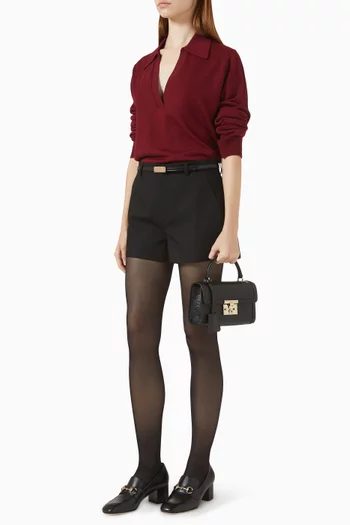 V-neck Polo Top in Wool
