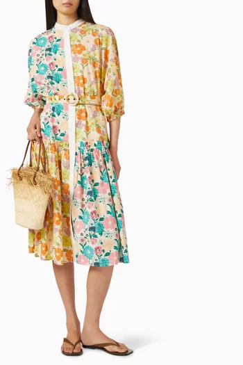 Sundance Spliced Midi Dress in Cotton Voile