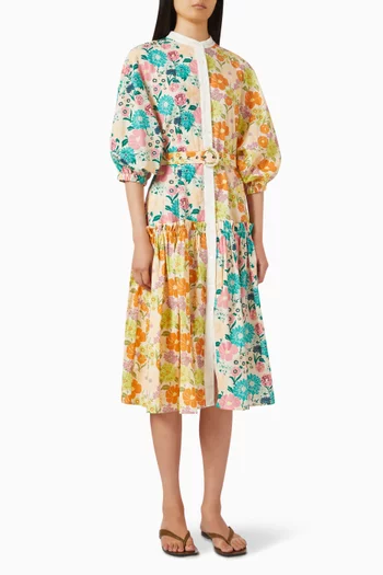 Sundance Spliced Midi Dress in Cotton Voile