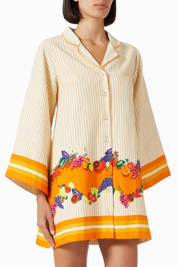 Fruit Mini Shirt Dress in Cotton-linen