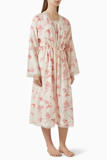 Almudena Night Dress & Robe Set in Cotton-satin