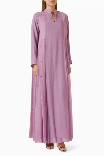 Sequin-embellished Pleated Kaftan