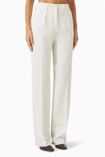 Straight-leg Pants in Wool Gabardine