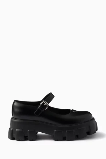 Monolith Mary Jane Pumps on Brushed Leather
