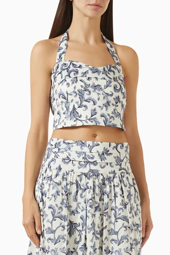 Rue Halter Top in Linen-silk