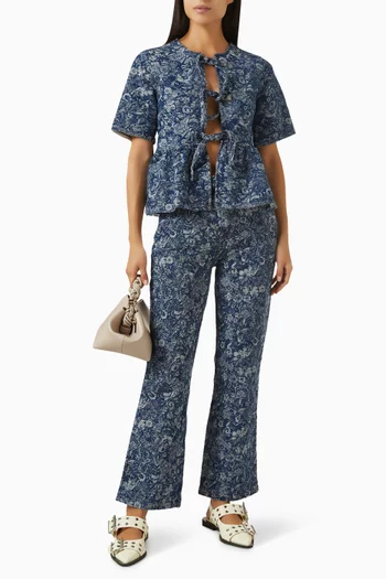 Betzy Tapestry Crop Jeans in Denim