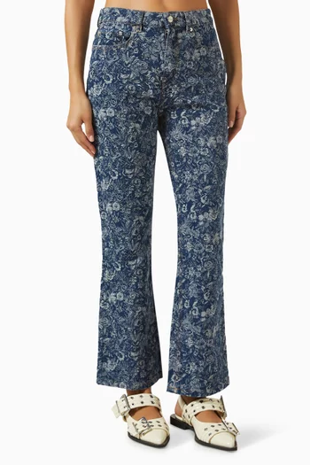 Betzy Tapestry Crop Jeans in Denim