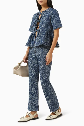 Tapestry Peplum Top in Denim