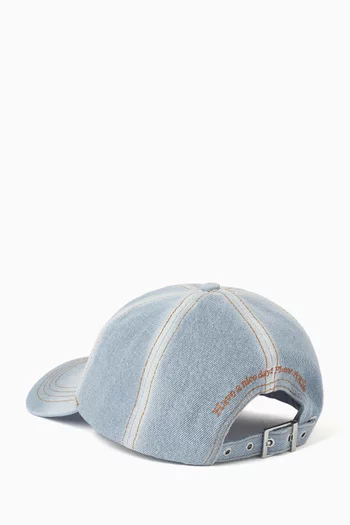 Logo-embroidered Cap in Washed Denim
