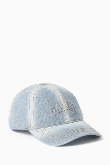 Logo-embroidered Cap in Washed Denim