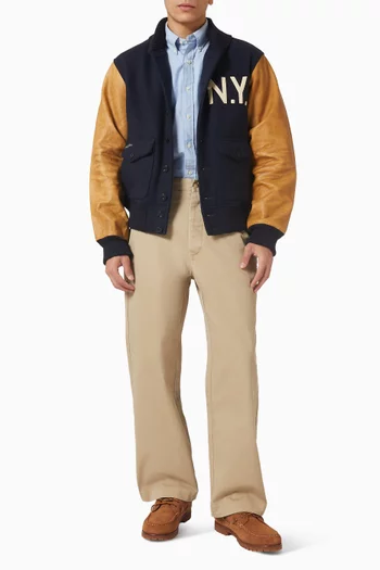 جاكيت بومبر كلاسيكي بشعار NY مزيج صوف
