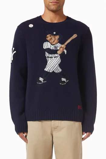 سترة مطرزة بشعار دب نسيج قطن بولو رالف لورين× يانكيز