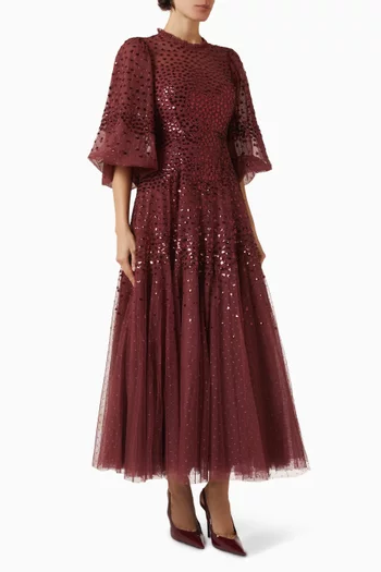 Scallop Sequin Ankle Gown