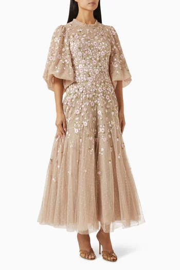 Sylia Rose Round-neck Gown in Tulle