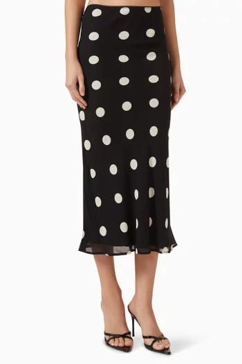 Layla Polka-dot Skirt in Viscose
