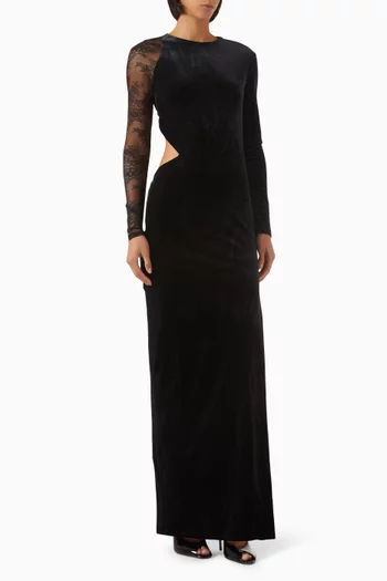 Cut-out Dress in Lace & Velvet