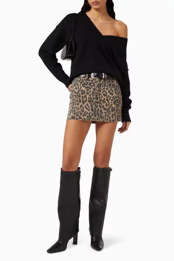 Leopard Good 90's Mini Skirt in Denim