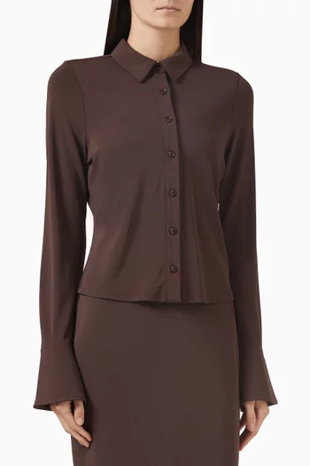 بلوزة بأكمام طويلة جيرسيه غير لامع