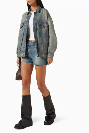 Coated Oversized Jacket in Denim