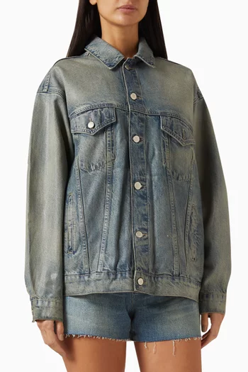 Coated Oversized Jacket in Denim