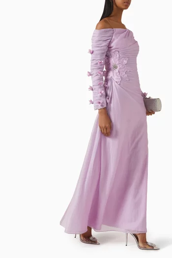 3D Floral-applique Gown
