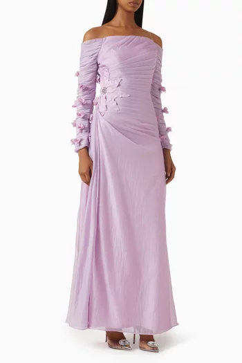 3D Floral-applique Gown