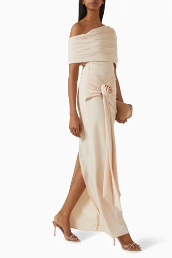 Off-shoulder Rose Drape Dress