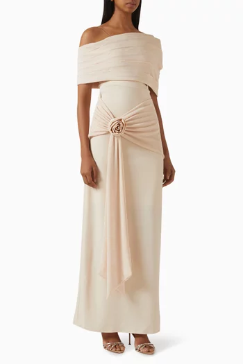 Off-shoulder Rose Drape Dress
