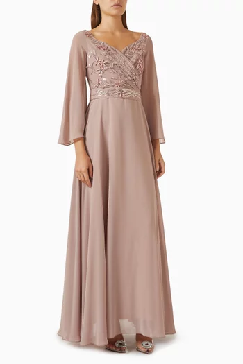 Embellished V-neck Gown