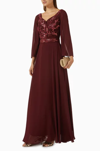 Embellished V-neck Gown