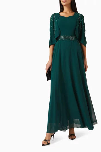 Embellished Cape Dress