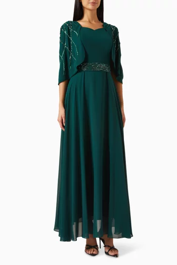 Embellished Cape Dress